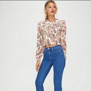 Aritzia / Wilfred Lilith Tempest Blouse - Like New - Yellow/Paisley Print